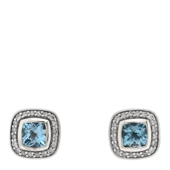 DAVID YURMAN Sterling Silver Diamond Blue Topaz 5mm Petite Albion Earrings