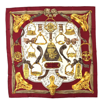 HERMES Silk Concours D Etriers Scarf 90