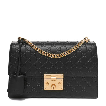 GUCCI Guccissima Medium Padlock Shoulder Bag Black