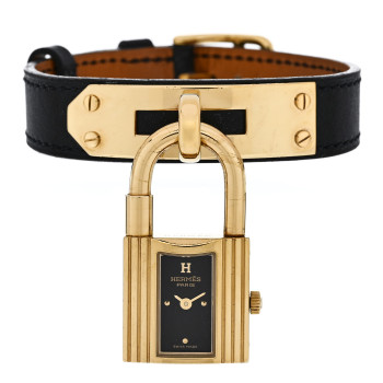 HERMES Stainless Steel Barenia 20mm Kelly Cadena Quartz Watch Noir