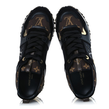 LOUIS VUITTON Suede Monogram Run Away Sneakers 36.5 Black