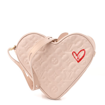 LOUIS VUITTON Lambskin Embossed Monogram Fall In Love Sac Coeur Light Pink
