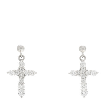 PARKER & WEST Platinum Diamond .50ctw Cross Drop Earrings
