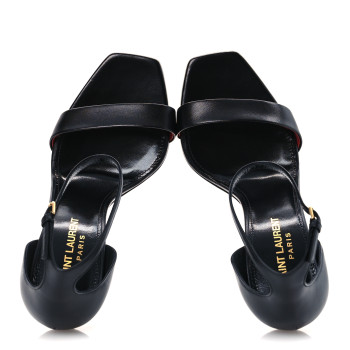 SAINT LAURENT Calfskin Amber 105 Ankle Strap Sandals 36.5 Black