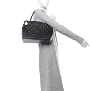 CHANEL Caviar Quilted Medallion Tote Black