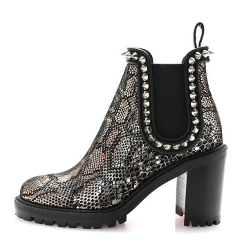 CHRISTIAN LOUBOUTIN Suede Snakeskin Embossed Spiked Capahutta 70 Chelsea Boots 36.5