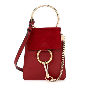CHLOE Suede Calfskin Mini Faye Bracelet Bag Plum Purple