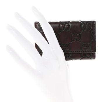 GUCCI Guccissima 6 Key Holder Case Dark Brown