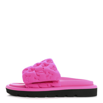 LOUIS VUITTON Technical Fabric Embossed Monogram Pool Pillow Comfort Mules 37 Fuchsia