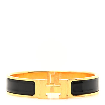 HERMES Enamel Narrow Clic Clac H Bracelet PM Black