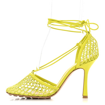 BOTTEGA VENETA Mesh Nappa Stretch Ankle Tie Sandals 39 Kiwi