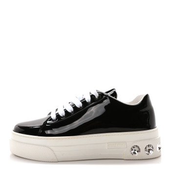 MIU MIU Patent Crystal Sneakers Black