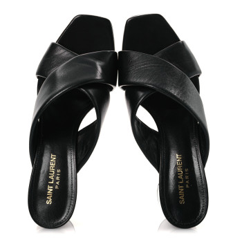 SAINT LAURENT Calfskin LouLou 70 Mules 39 Black