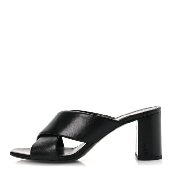 SAINT LAURENT Calfskin LouLou 70 Mules 39 Black