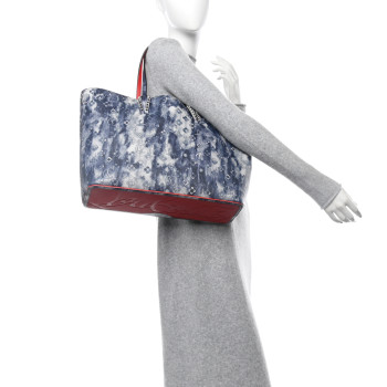 CHRISTIAN LOUBOUTIN Metallic Calfskin Tie Dye Spikes East West Cabata Tote Multicolor
