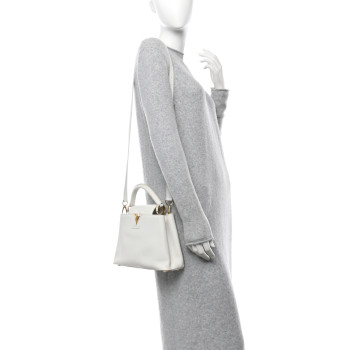 LOUIS VUITTON Taurillon Capucines BB Blanc Casse