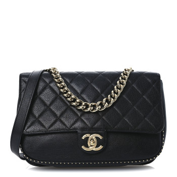 CHANEL Caviar Quilted Large Studded Flap Black