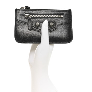 BALENCIAGA Agneau Le Cagole Coin Card Holder Black