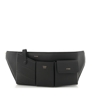 FENDI Vitello Grace Matte 3 Pocket Belt Pouch Black