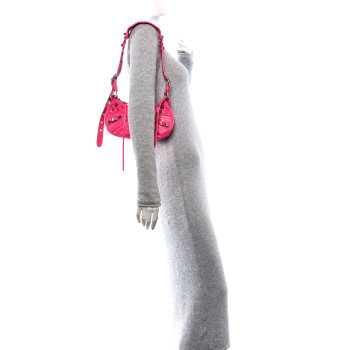 BALENCIAGA Agneau Arena Le Cagole Shoulder Bag XS Hot Pink