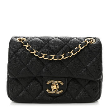 CHANEL Grained Lambskin Quilted Mini Flap Black
