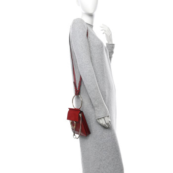 CHLOE Suede Calfskin Mini Faye Bracelet Bag Plum Purple