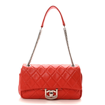 CHANEL Lambskin Quilted Medium Icons Secret Label Flap Coral