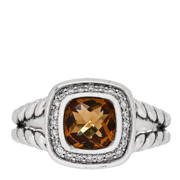 DAVID YURMAN Sterling Silver Diamond Citrine 7mm Petite Albion Ring 52 6