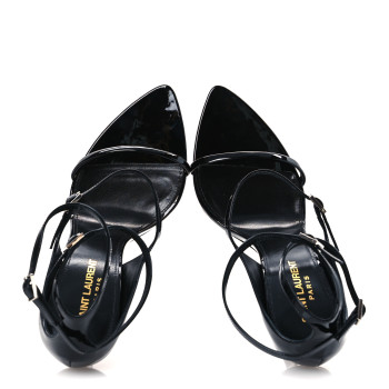SAINT LAURENT Patent Calfskin Dita 110 Sandals 38 Black