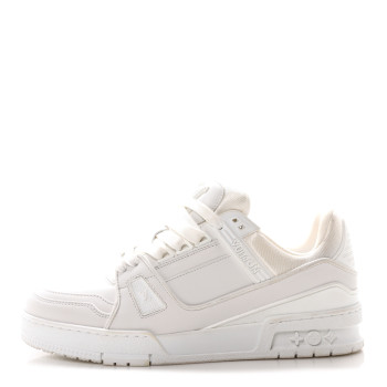 LOUIS VUITTON Calfskin Womens LV Trainer Sneakers 39 White