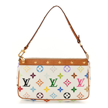 LOUIS VUITTON Monogram Multicolor Pochette Accessories White