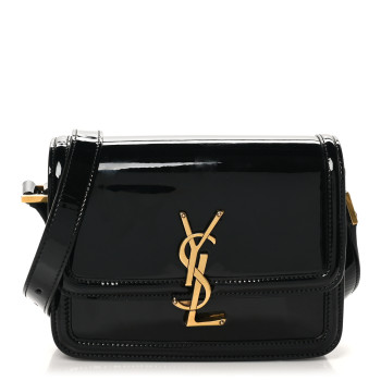 SAINT LAURENT Patent Small Solferino Satchel Black