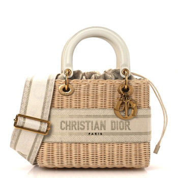 CHRISTIAN DIOR Wicker Oblique Medium Lady Dior Bag Beige