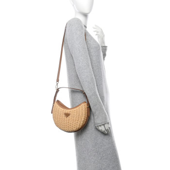PRADA Wicker Arque Shoulder Bag Natural