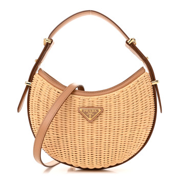 PRADA Wicker Arque Shoulder Bag Natural