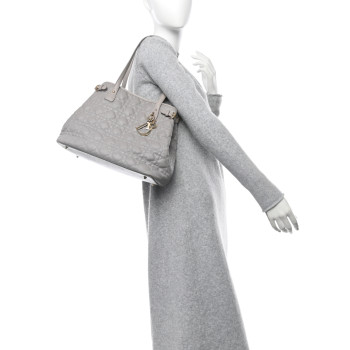 CHRISTIAN DIOR Coated Canvas Cannage Small Panarea Tote Grey