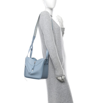 LOEWE Satin Calfskin Compact Hammock Shoulder Bag Dusty Blue