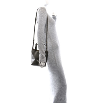 LOEWE Shiny Calfskin Mini Puzzle Fold Tote Dark Khaki