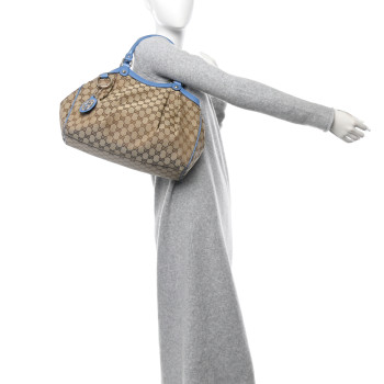 GUCCI Monogram Lurex Medium Sukey Tote Blue
