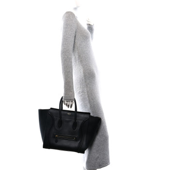 CELINE Drummed Calfskin Mini Luggage Black