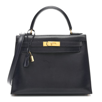HERMES Box Kelly Sellier 28 Bleu Marine
