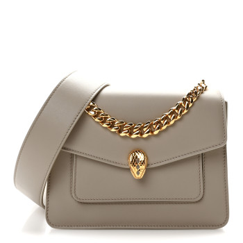 BULGARI Calfskin Serpenti Forever Maxi Chain Crossbody Bag Grey