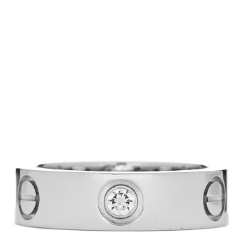 CARTIER 18K White Gold 3 Diamond 5.5mm LOVE Ring 52 6