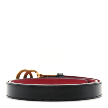 GUCCI Plutone Calfskin Double G Reversible 20mm Belt 75 30 Black Red