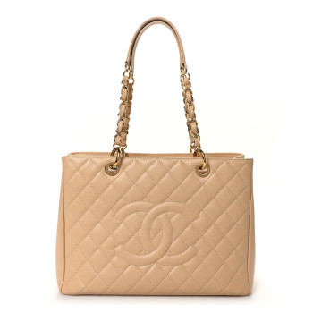 CHANEL Caviar Quilted Grand Shopping Tote GST Beige