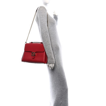 GUCCI Dollar Calfskin Medium Interlocking G Top Handle Shoulder Bag Red