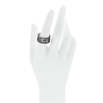 GUCCI Sterling Silver Wide Square G Band Ring 56 7.5