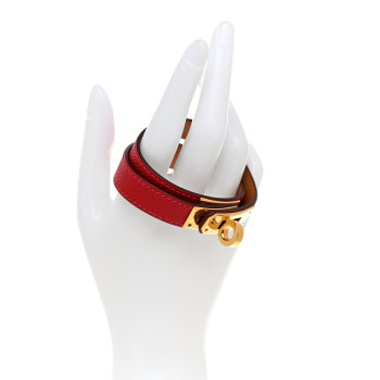 HERMES Epsom Kelly Double Tour Bracelet S Rouge Casaque