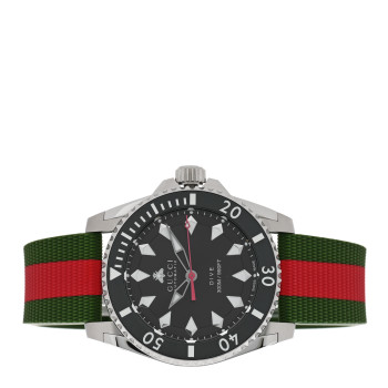 GUCCI Stainless Steel Rubber 40mm Dive Automatic Watch Black