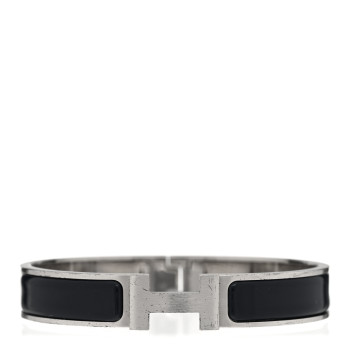 HERMES Matte Enamel Narrow Clic Clac HH Bracelet GM Bleu Nuit